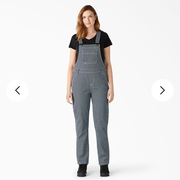 Dickies Hickory Stripe Boyfriend Fit Bib Overalls - Picture 1 of 10